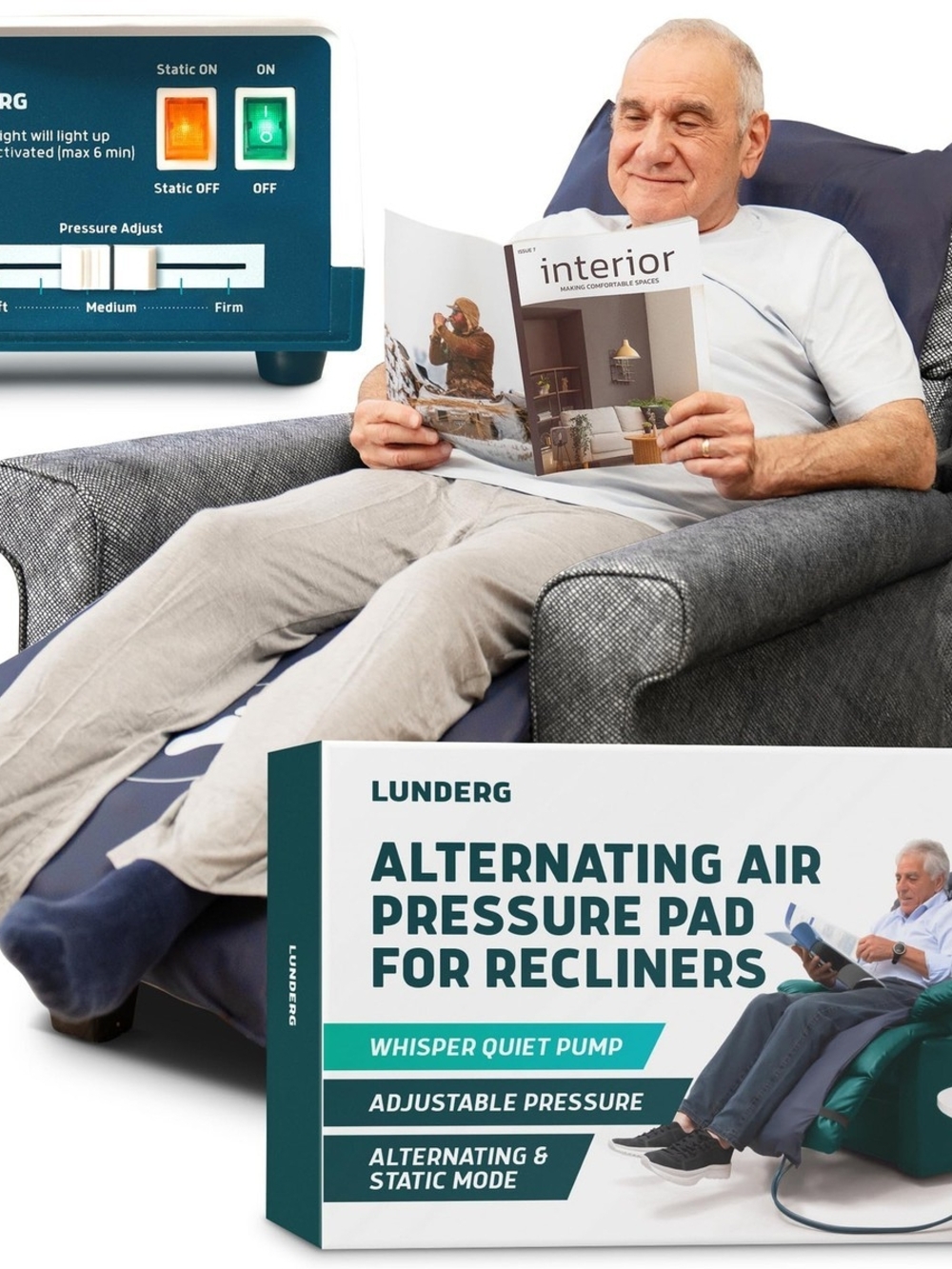 Alternating Air Pressure Recliner Pad – Navy Blue